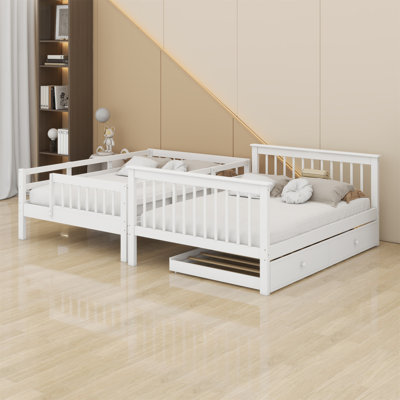 Stairway Bunk Bed With Trundle, Storage And Guard Rail