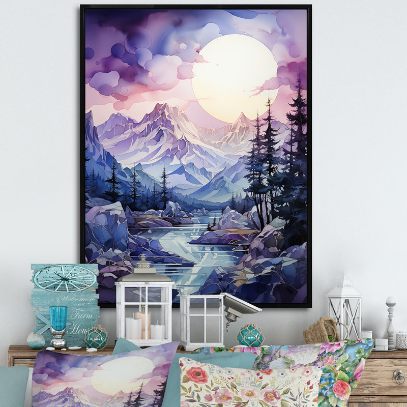 «Majestic Mountain Views III», reproduction sur toile, Cadre flottant noir, 40" H x 30" W
