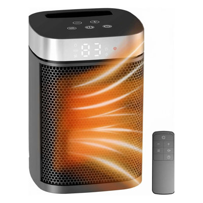 1500w Small Portable Electric Space Heater With Thermostat, Remote, Timer, Eco And Fan Mode For Bedroom Or Office