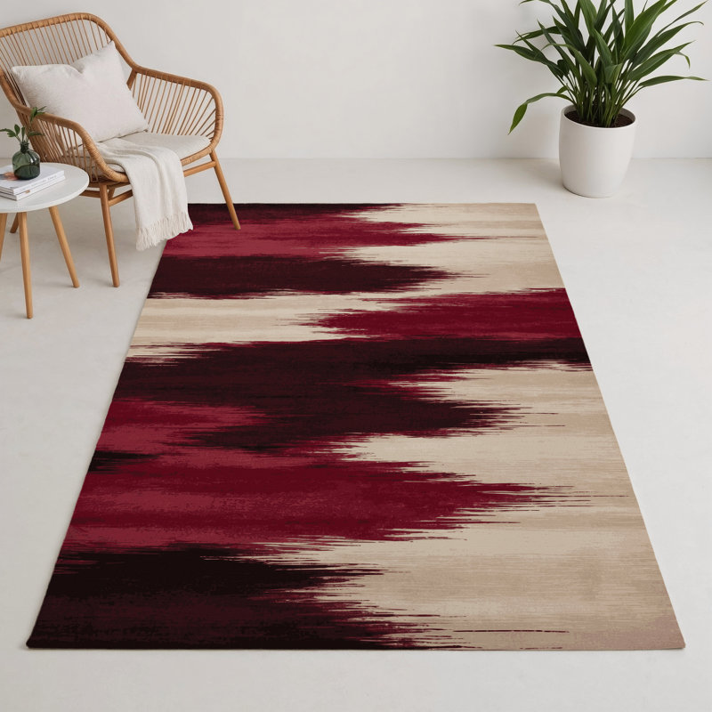 Tapis intérieur et extérieur beige Watercolor, Rectangle 5 pi x 7 pi