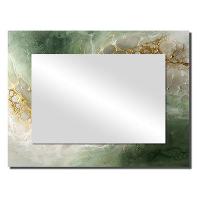 Ephemeral Emerald Pathways To The Gemstone I - Marble Wall Mirror Art - Printed On Metal