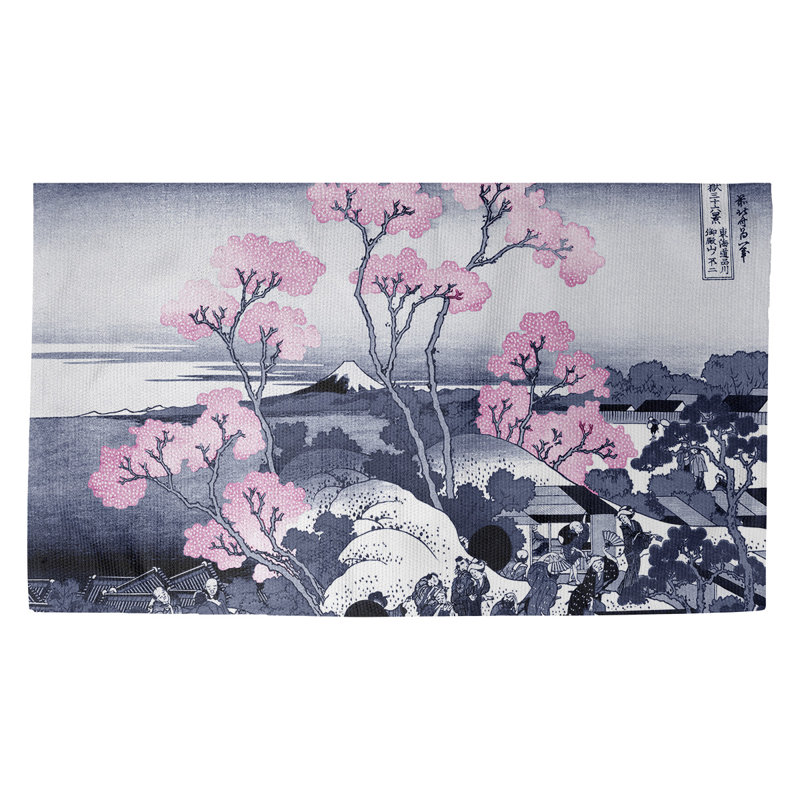 Tapis de porte intérieur Mt. Fuji and Cherry Blossoms, Rectangulaire 7 pi 2 po x 5 pi 4,5 po