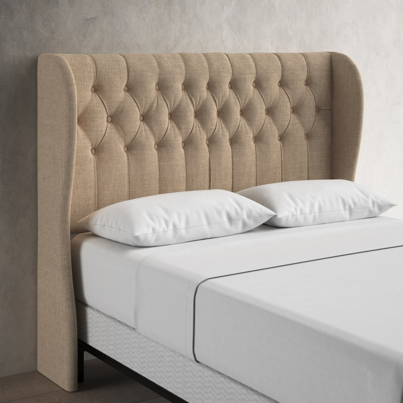 Tomey Upholstered Headboard, King, Classic Sandstone Linen