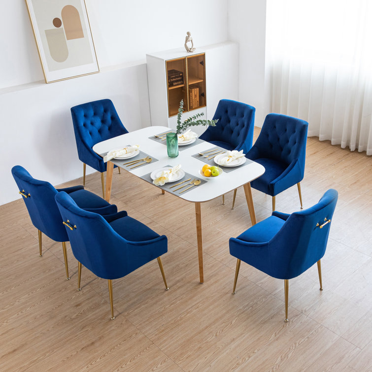 Springport 33.46'' H Velvet Upholstered Metal Parsons Chair