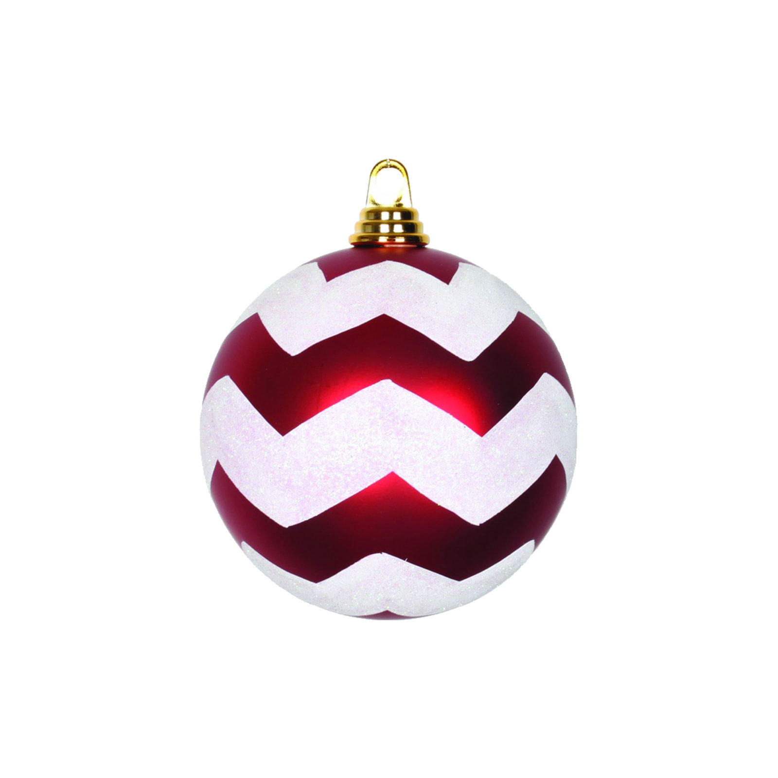 Chevron Shatterproof Christmas Ball Ornament, 6" H x 6" W x 6" D, Cerise Pink Matte/Turquoise Blue