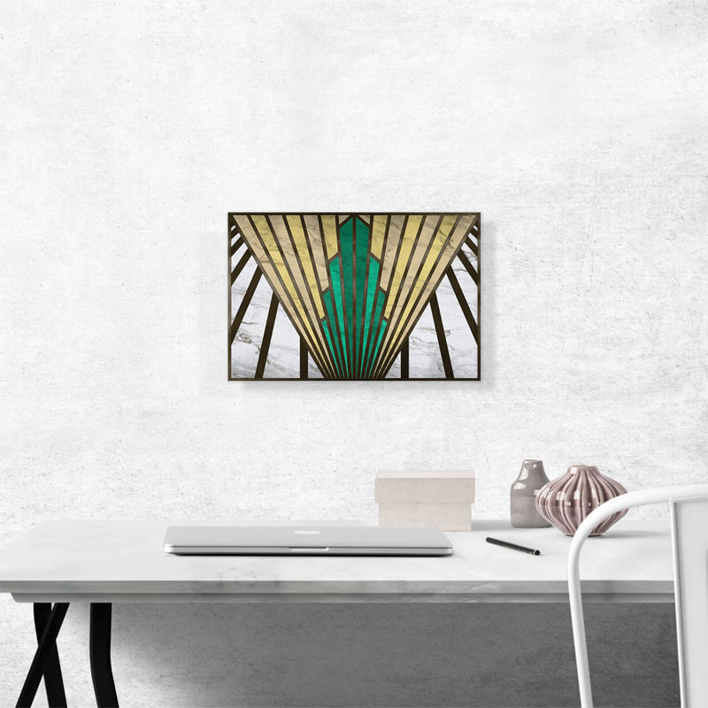 «Geometric Yellow Green» - reproduction d'art sur toile tendue, H 12 po x l 18 po x 1,5 po
