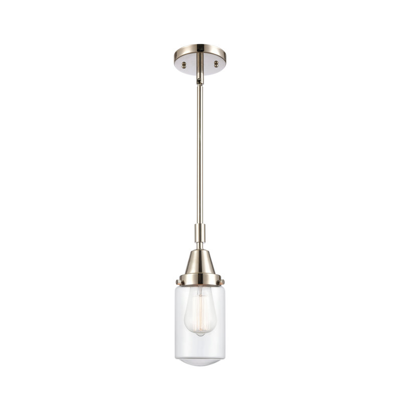 Luminaire suspendu cylindrique à 1 lumière Saroyan, Ampoule non incluse, Transparent, Nickel poli