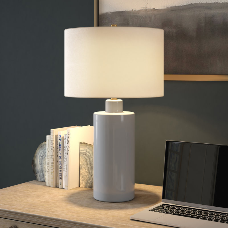 Lampe de table haute en céramique avec abat-jour en tissu 25 po Lunara, Blue
