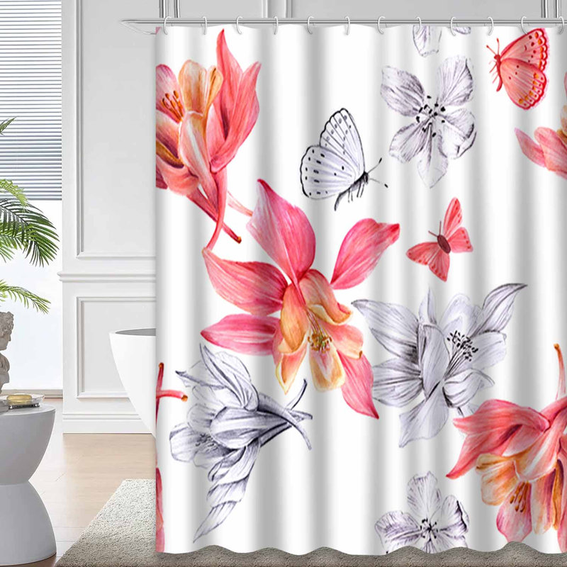 Rideau de douche transparent transparent, rideaux de douche pour la salle de bain avec 12 crochets, 72" L x 84" W