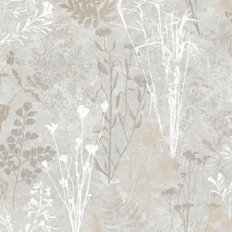 Superfresco Easy Organics Floral Metallic Wallpaper, Beige/Grey