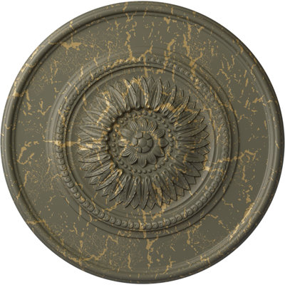 Endurathane Large Floral Ceiling Medallion, 41 1/8"OD x 2 1/2"P (Fits Canopies up to 1 1/2"), Hand-Painted Witch Hazel Crackle Finish