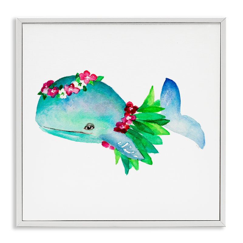 Jupe de baleine Hula, estampe numérique par Lanie Loreth, Estampe numérique encadrée blanc bord de mer, H 17 po x l 17 po