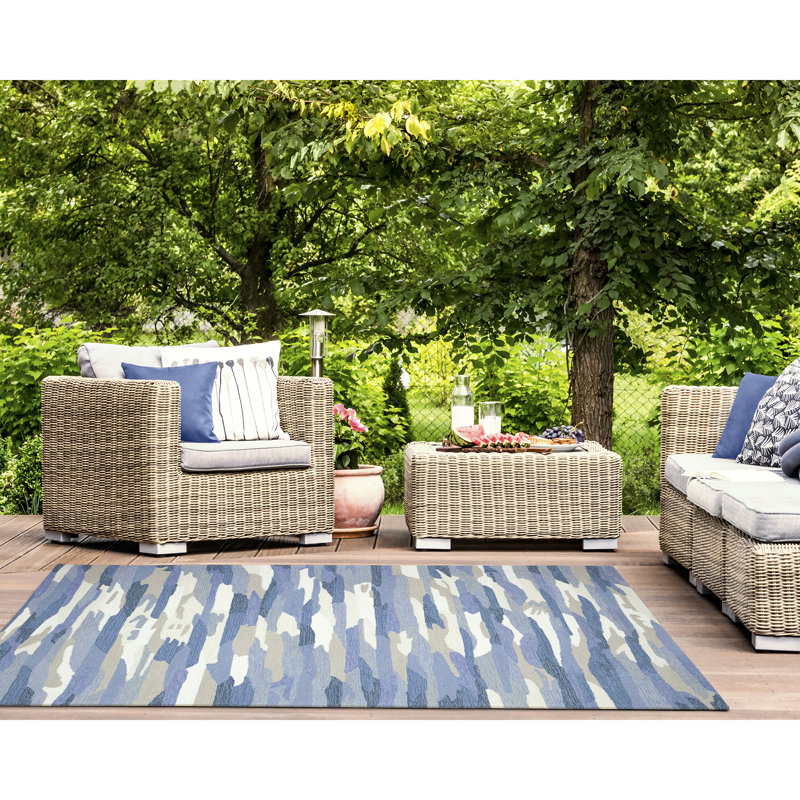 Alexious Performance Hand Tufted Abstract Indoor / Outdoor Rug, Rectangle 3'6" x 5'6"