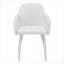 Ensemble de 2 chaises de salle à manger rembourrées, aspect cuir blanc neige, pieds en métal chromé argenté, sièges d'appoint modernes pour adultes pour la salle à manger de cuisine