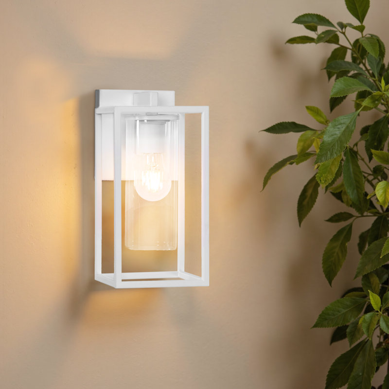 Tiernan 1-Light Outdoor Wall Lantern, 12.15" H x 5.75" W x 8.05" D, White