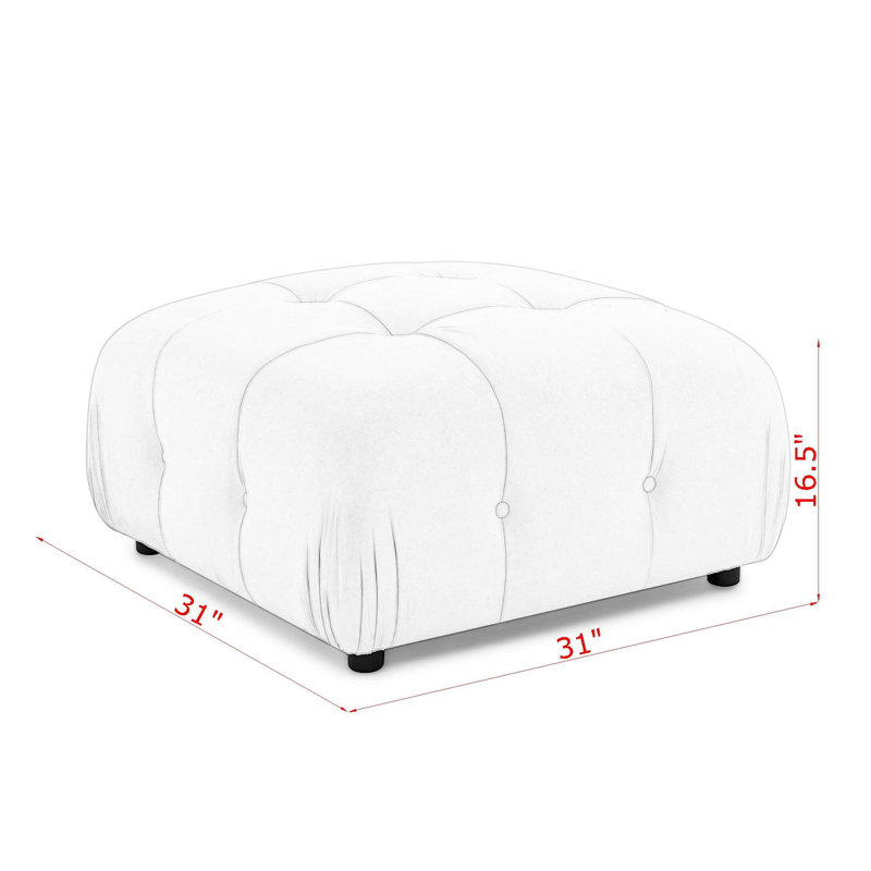 Modular Sectional Sofa, Button Tufted Designed and DIY Combination,L Shaped Couch with Reversible Ottoman, Ivory Teddy Fabric