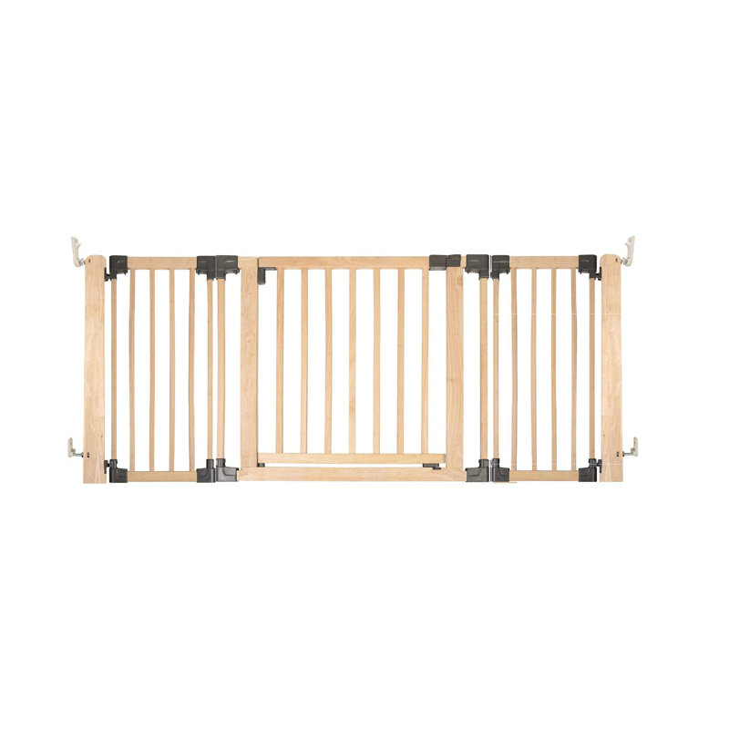 Wooden Multi Panel Room Divider, Natural Wood, 76cm Tall, 76cm H x 216cm W x 2.3cm D