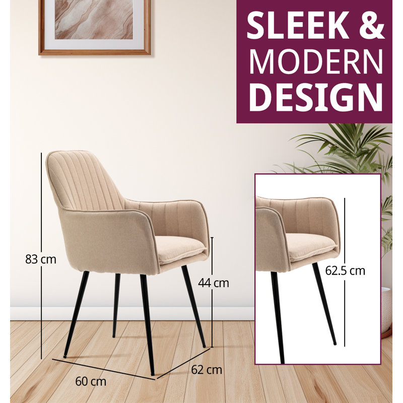 Bendooragh 44cm H Fabric Upholstered Metal Upholstered Back Armchair in Brown