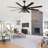72 Inch Industrial Black Caged Ceiling Fan with Remote, Silent DC Motor Large Ceiling Fan with Light for Diningroom-578667202