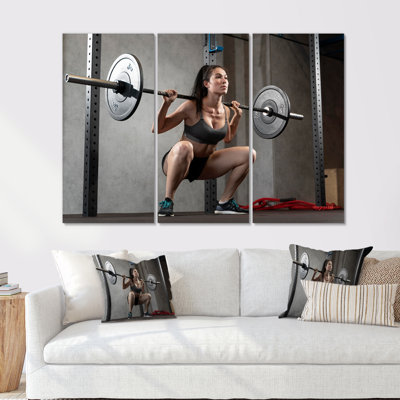 Woman Bobybuilding Workout I  Aerobic  Bodybuilding Wall Decor Set