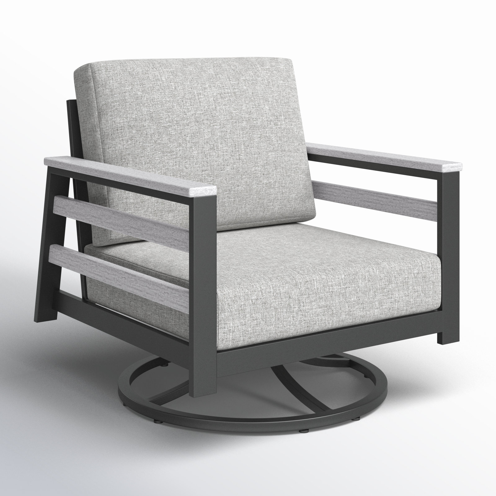 Townsend Sunbrella® Metal Swivel Patio Rocking Chair, Canvas Granite, White