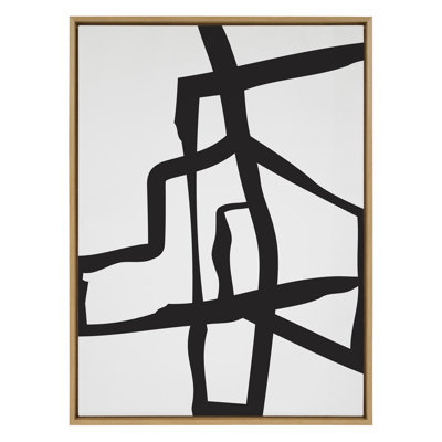 Bold Sophisticated Abstract Black Stroke by The Creative Bunch Studio Framed Canvas Wall Art Print
