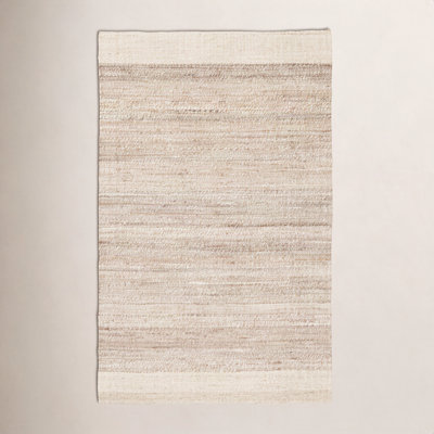 Clemmy Ivory Natural Hand-Woven Striped Jute Rug