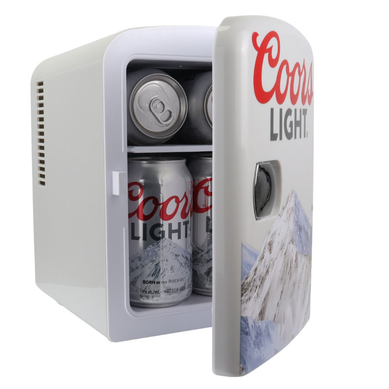 Mini réfrigérateur léger de 4 L Coors, refroidisseur thermoélectrique portatif 6 canettes, gris