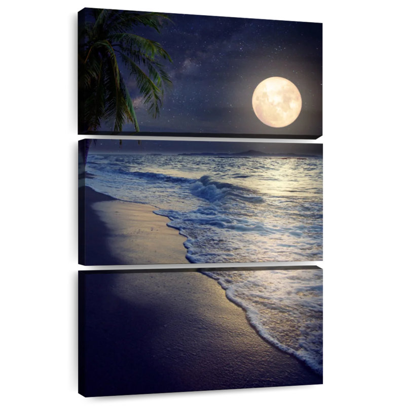 Plage lumineuse au clair de lune, H 23 po x l 14 po