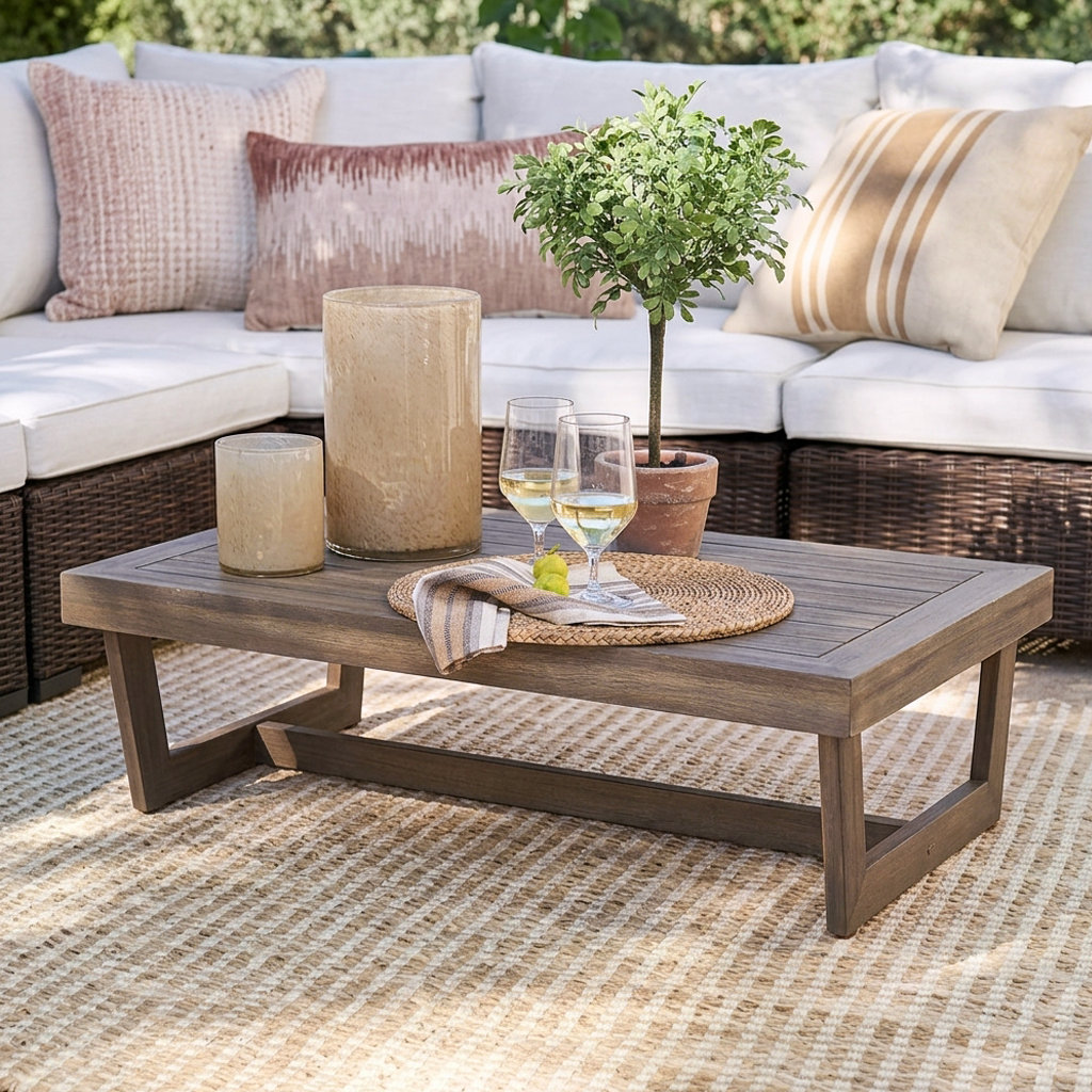 Louise 39.5 " Acacia Patio Table, Gray