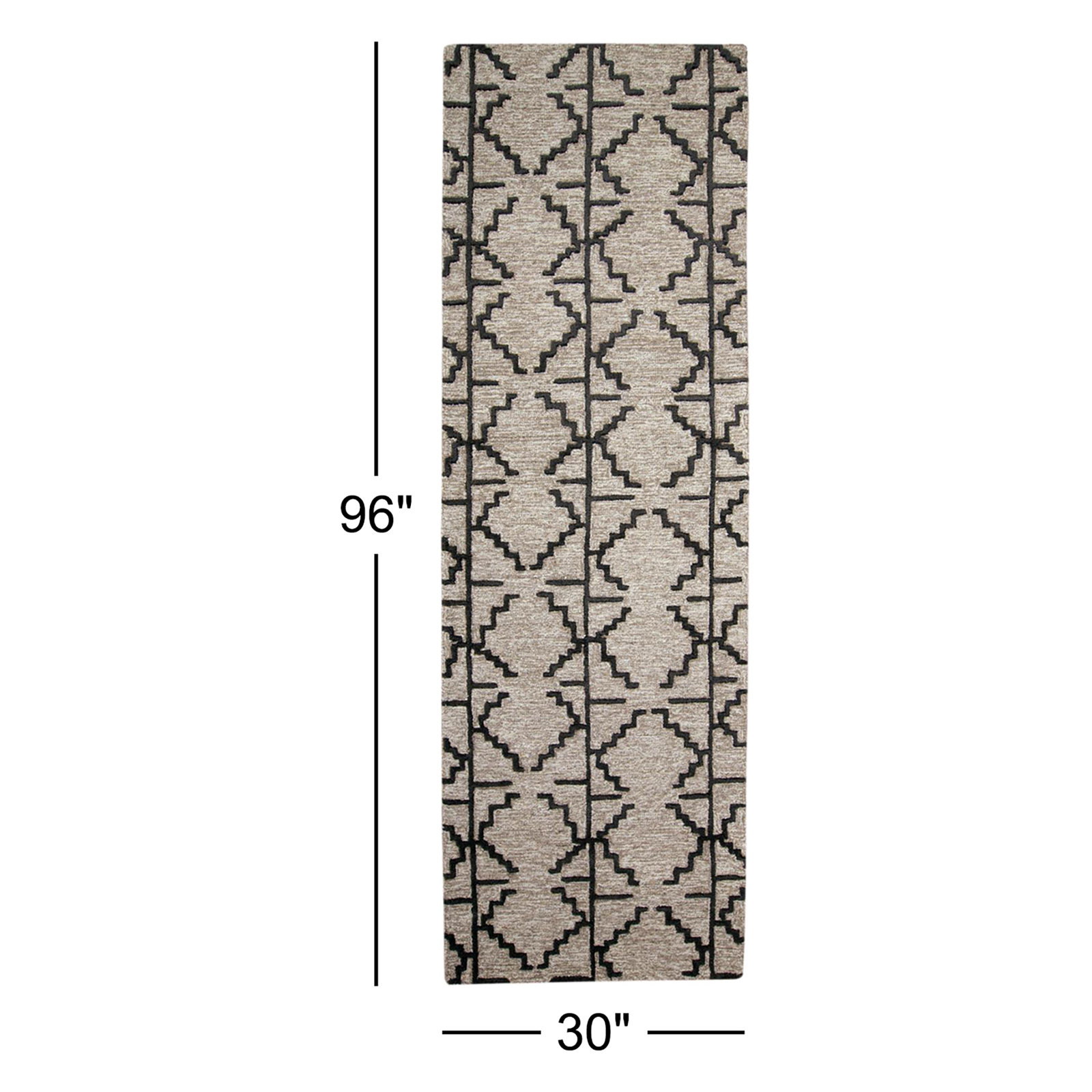 Carlette Hand-Tufted Geometric Wool Rug, Runner 2'6" x 8'