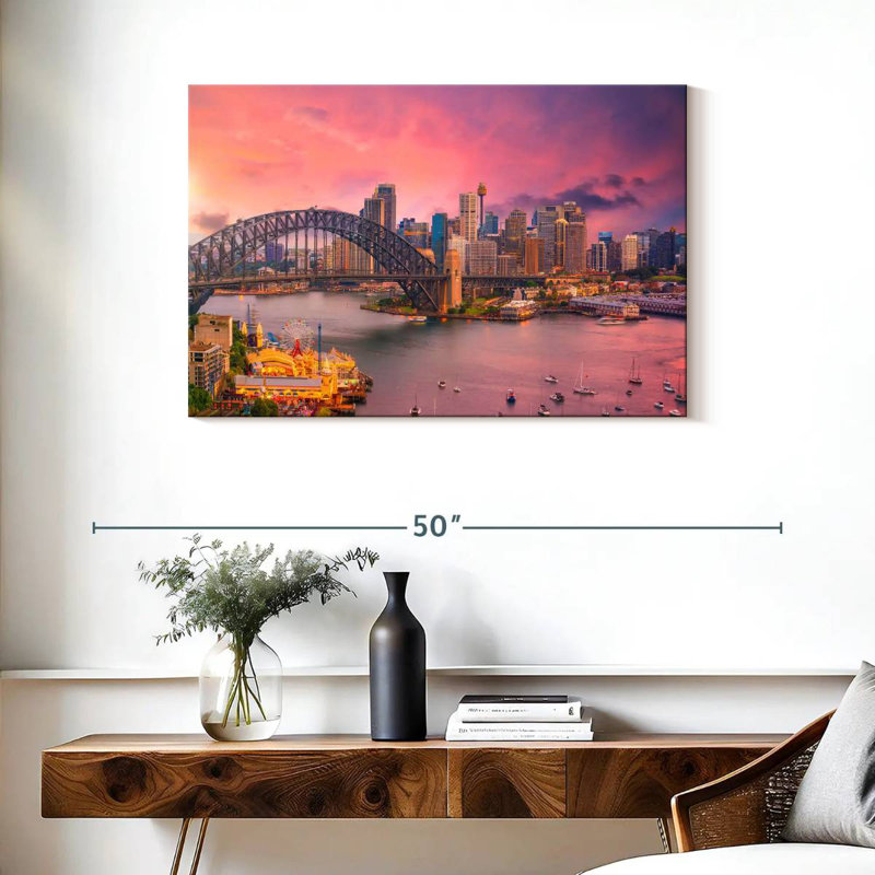 Vanna Pink Sydney Harbour Skyline, 24" H x 36" W