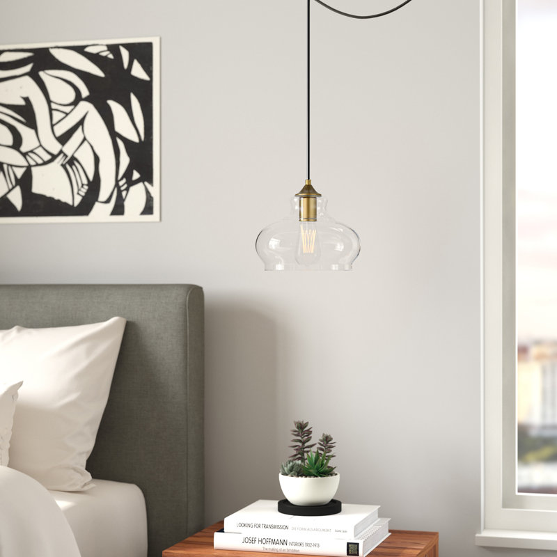 Luminaire suspendu simple à 1 lumière Brancy, Laiton