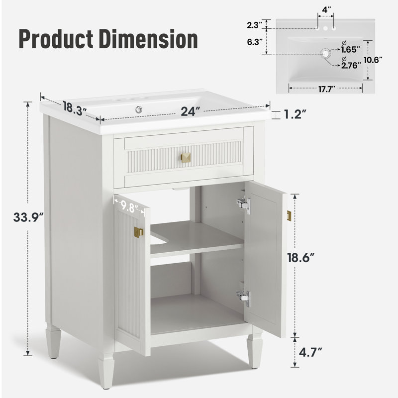 Meuble-lavabo 24 po, Blanc
