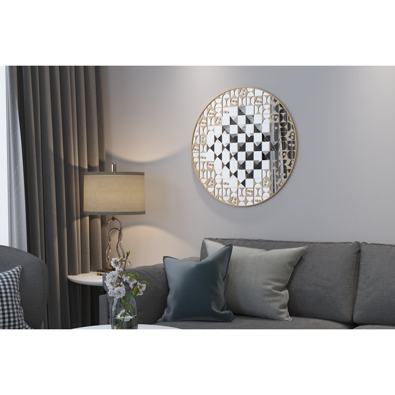 Engineered Wood Flat Wall Mirror, 65cm H x 65cm W, Black