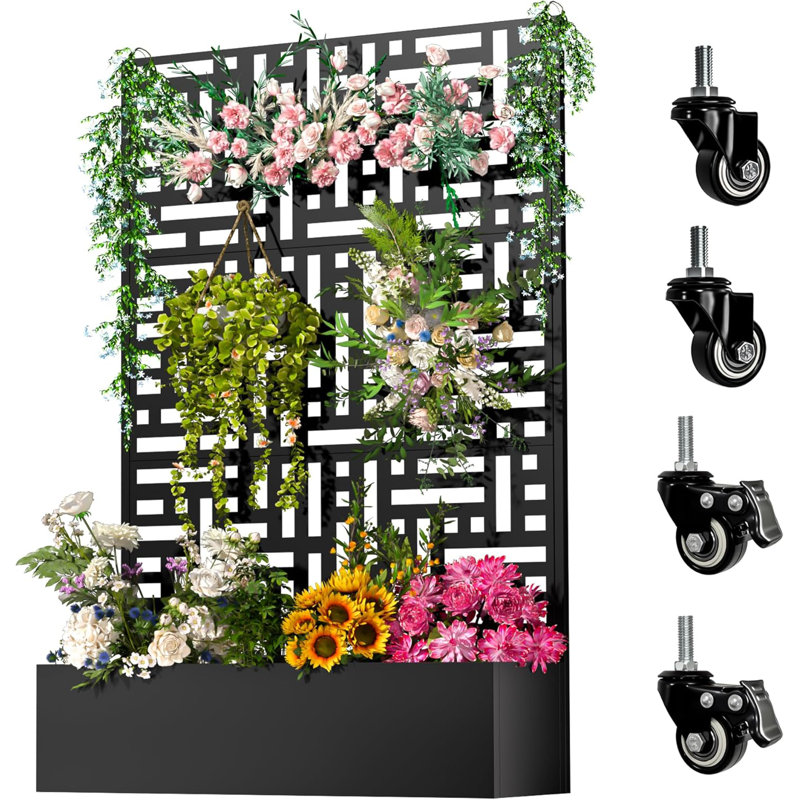 Boîte à fleurs en métal avec treillis