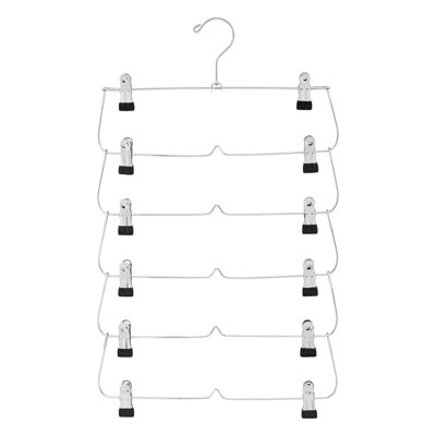 USTECH Skirt Hanger-6-Tier Hanger with Non-Slip Adjustable Clips, Closet Organizer, Metal, Chrome, Pack of 2