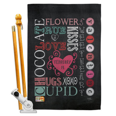 Double Sided 40'' H x 28'' W Polyester Valentine's Day Flag Set