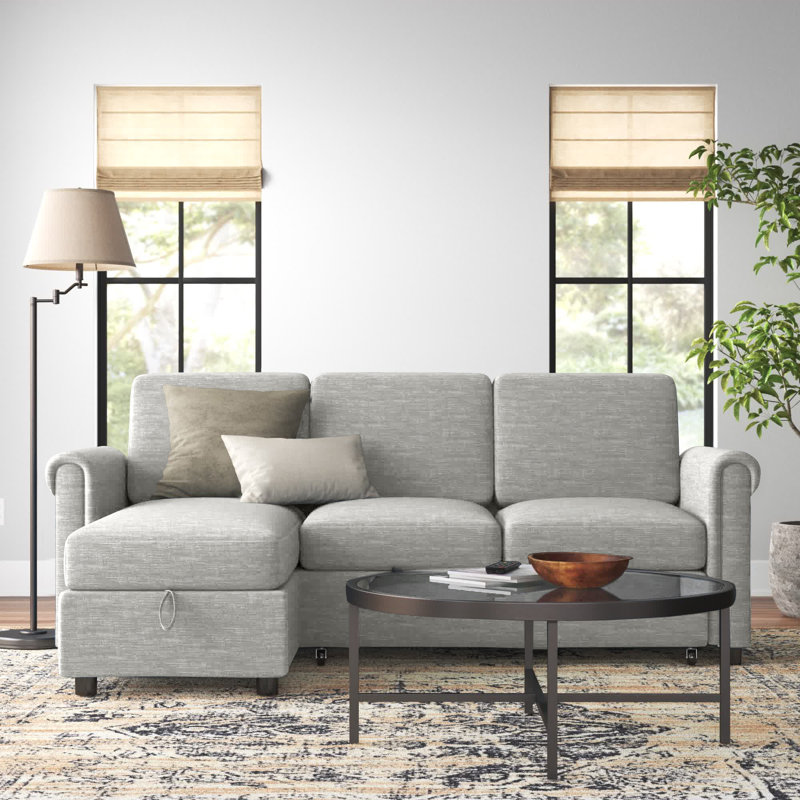 Meriline Upholstered L-Shaped Sectional Left Hand Facing, Gray 100% Polyester 