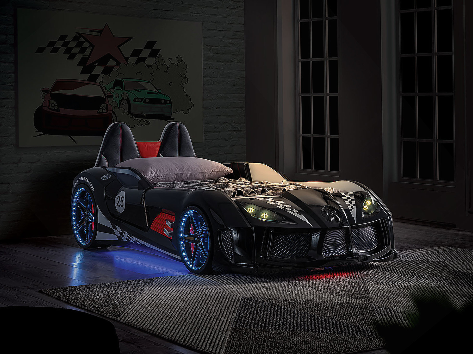 Wrought Studio Modern Twin Size Bed With Race Car Design, Attached ...