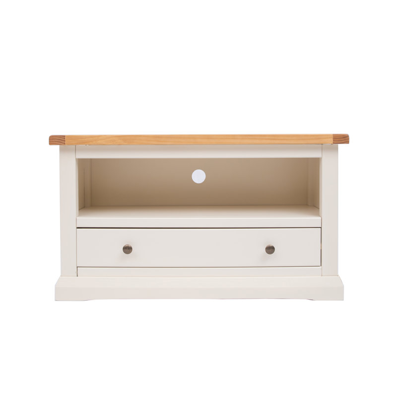 Abington TV Stand, Natural/White/Brass