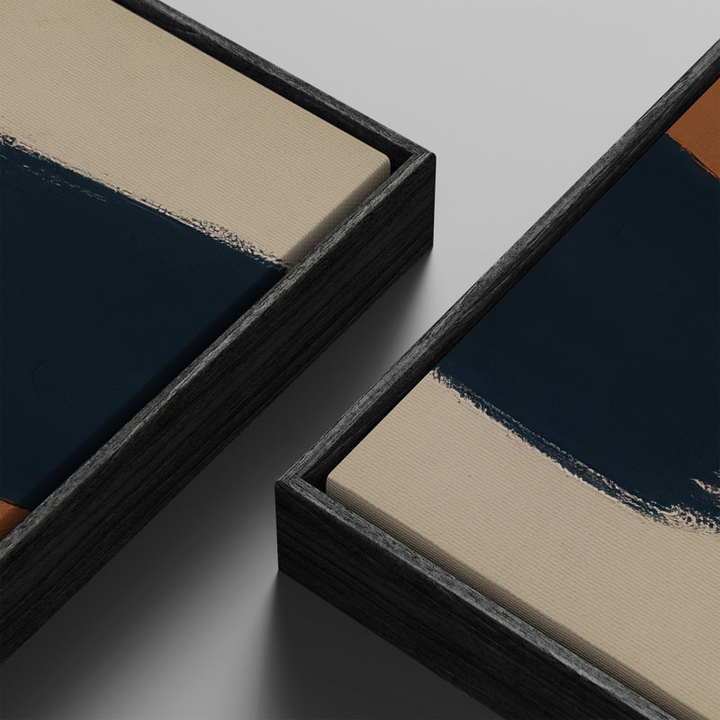 «Minimal Color Block Abstract» pour entrée - ensemble de 2 reproductions d'art sur toile encadrées , H 60 po x l 30 po, Noir