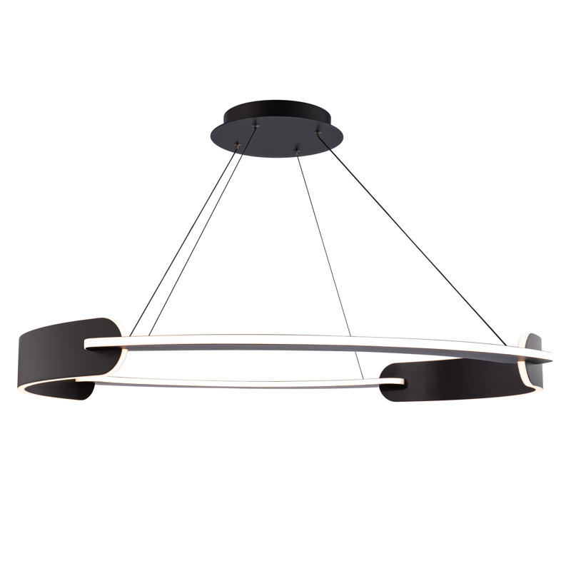 Ilios 1 - Light LED Pendant, 3.5" H x 29" W x 29" D, Black
