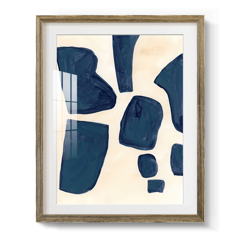 Blue Pieces I Framed On Paper Print, Walnut