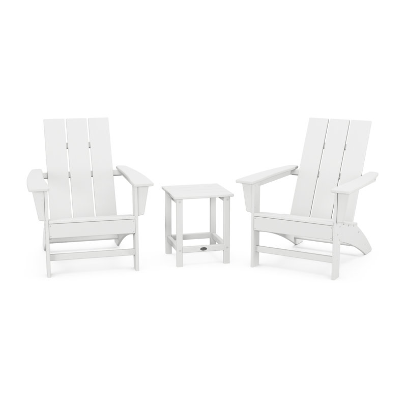 POLYWOOD x Sol 72 Jamarion 3-Piece Adirondack Set, White