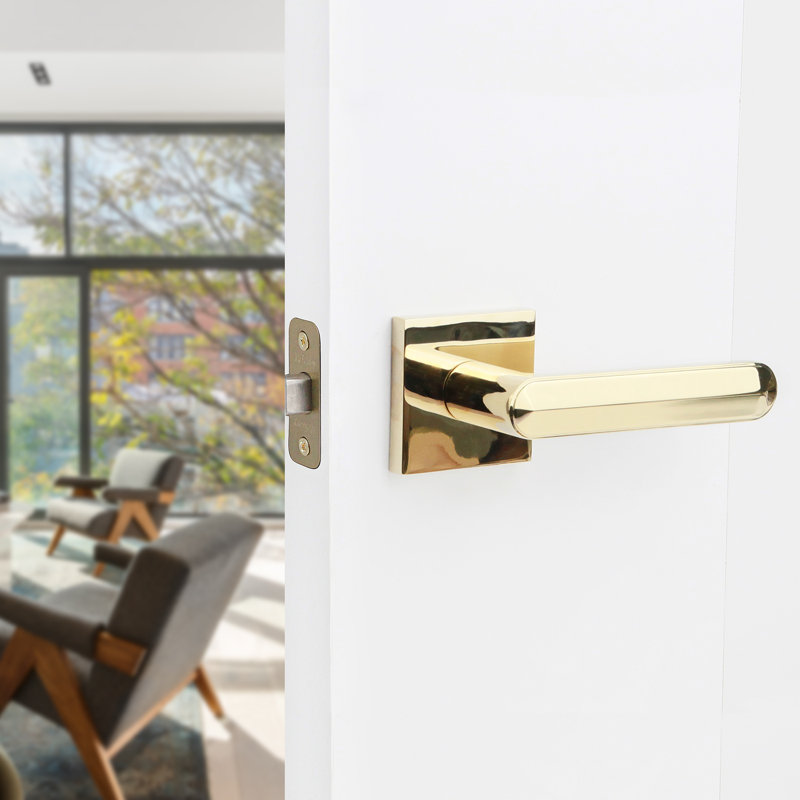 Levier de porte intérieur moderne Beaux, Or satiné, Gauche, Passage
