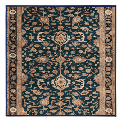 Machine Washable Persian Blue Area Rug