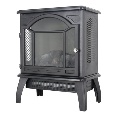Electric Infrared Quartz Fireplace Stove 18" - 3D Flame, 1500W, 5000 /H, Remote Controlled, Portable, Compact Design 18 Inch 4 Adjustable Brightness, /Ul , Safe Heating