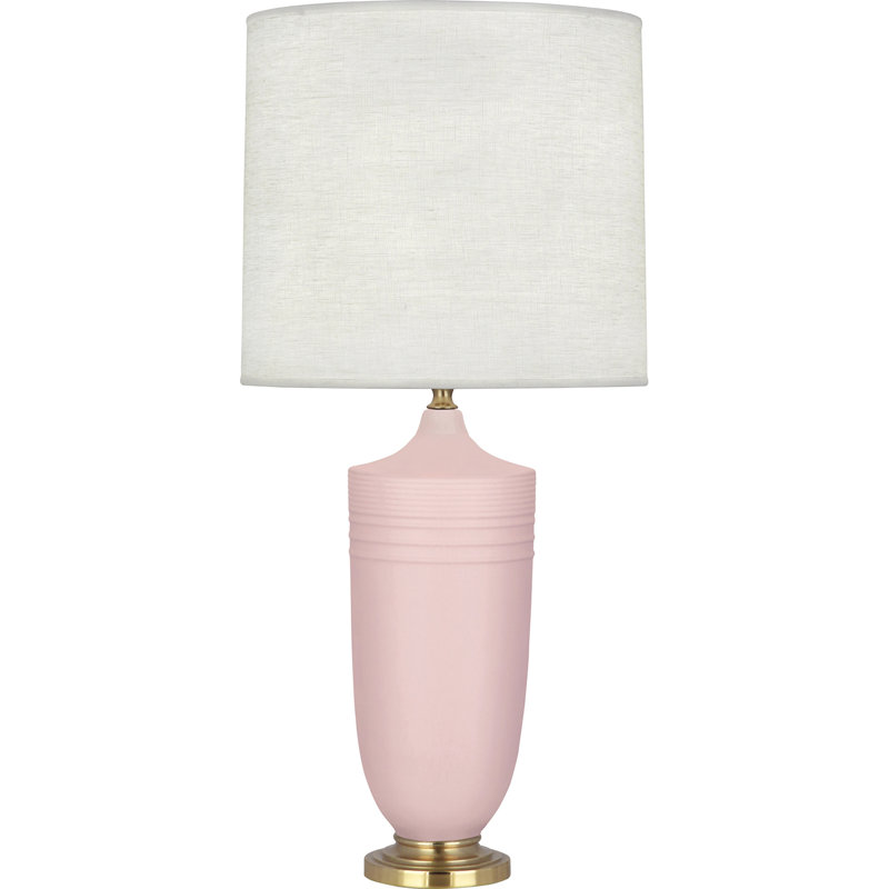 Lampe de table 28,75 po Michael Berman Hadrian, Bois de rose mat / laiton moderne