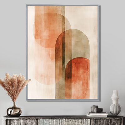 Toile neutre chaleureuse, art mural abstrait terre cuite, Kawah